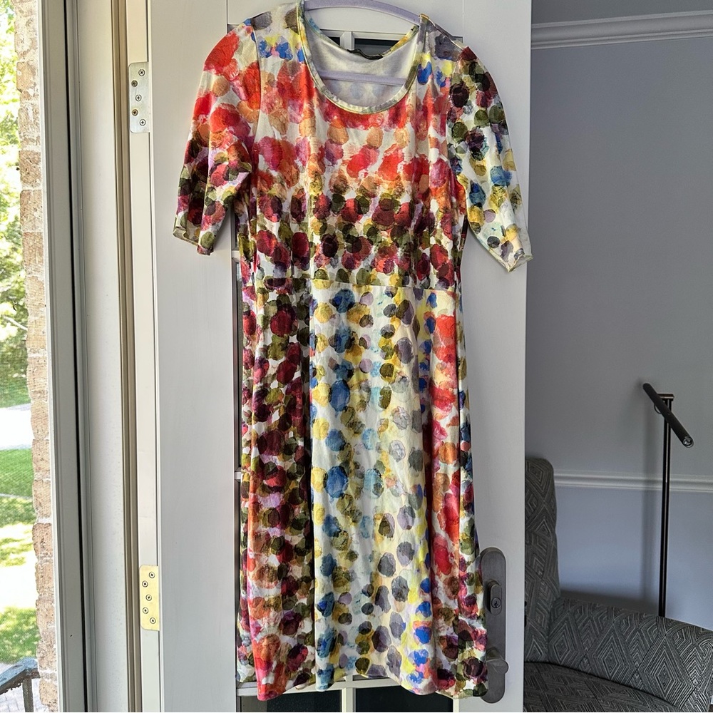 Backstage dress multi color dress dots orange red yellow blue size small